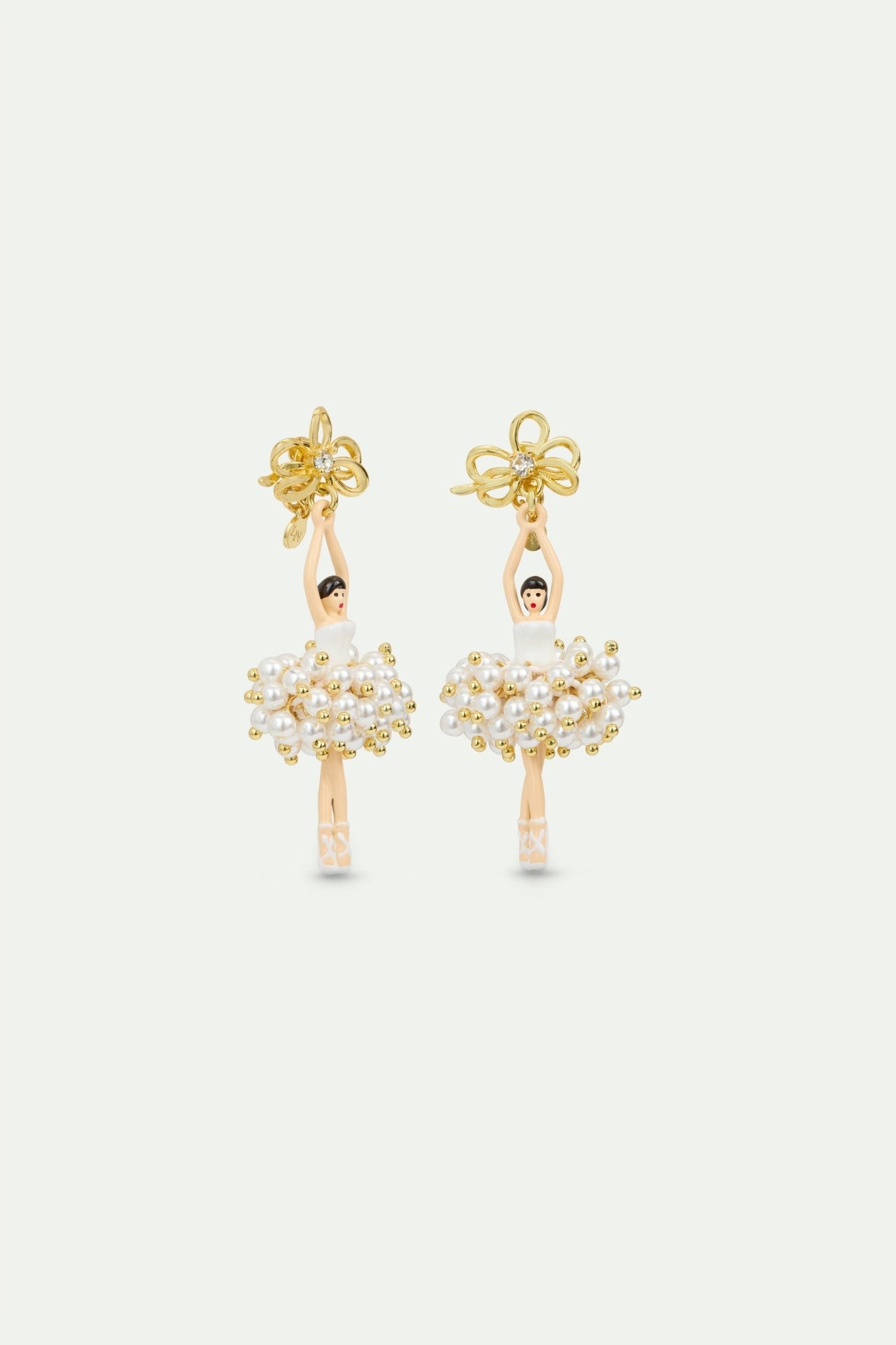 White and gold ballerina earrings | AVDD1151 - Les Nereides