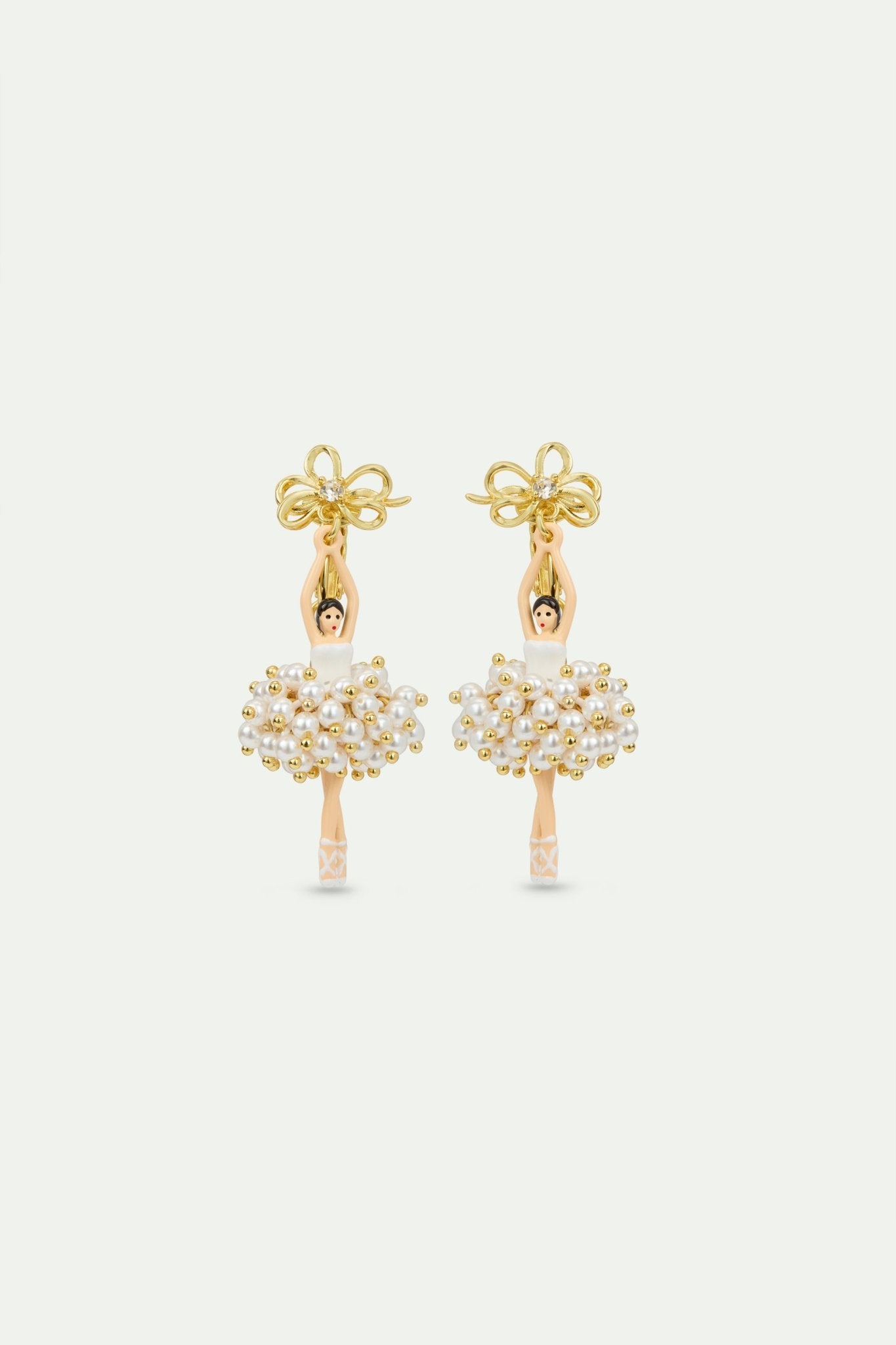White and gold ballerina earrings | AVDD1151 - Les Nereides