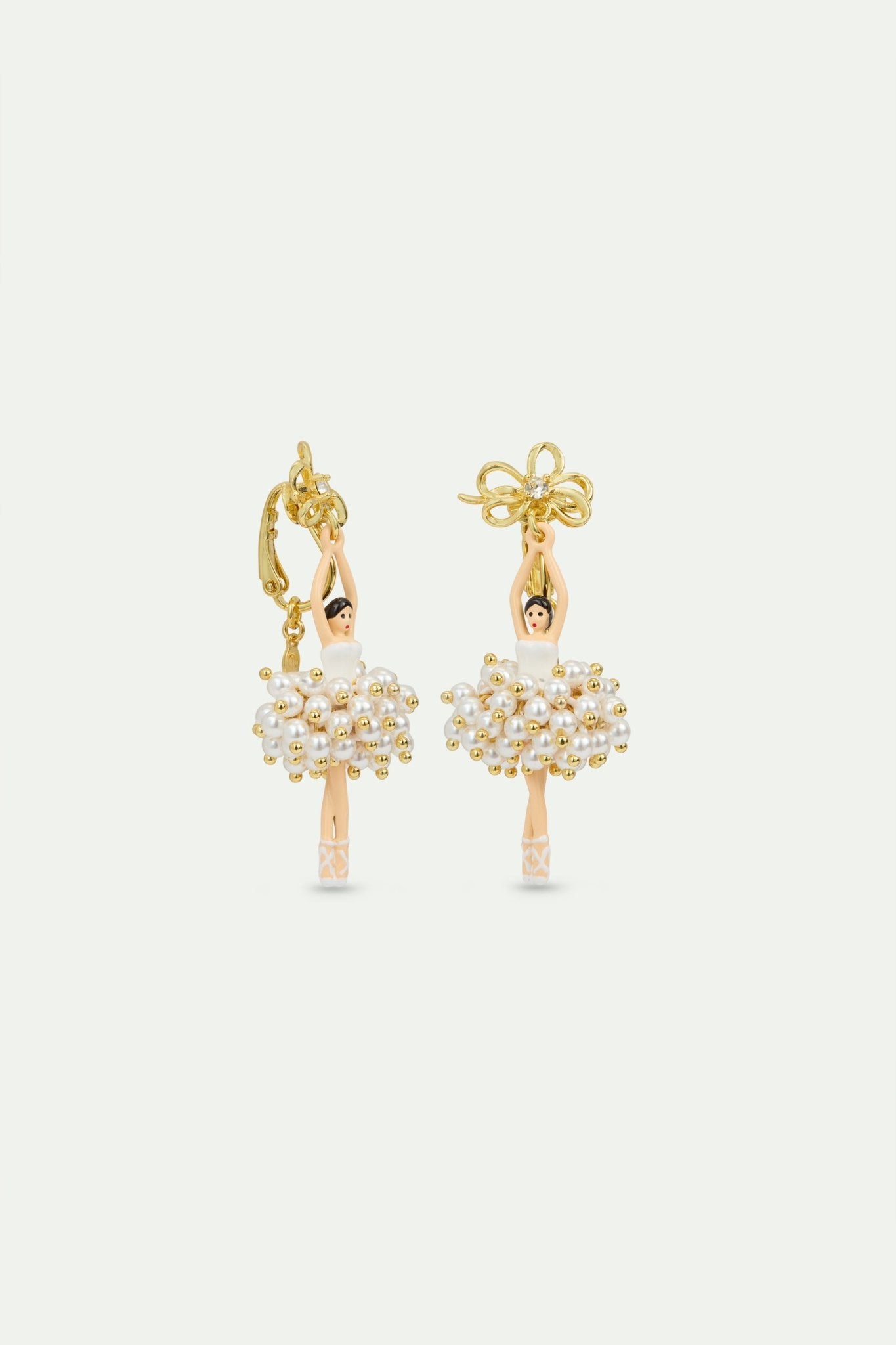 White and gold ballerina earrings | AVDD1151 - Les Nereides