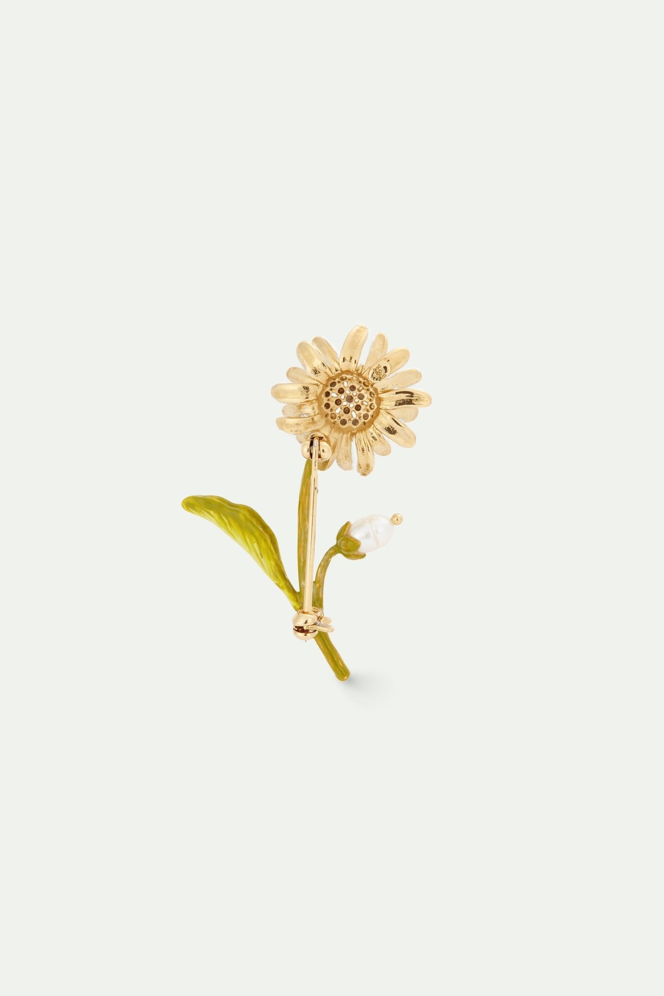 White and green daisy brooch with mother of pearl bead | AVFR5011 - Les Nereides