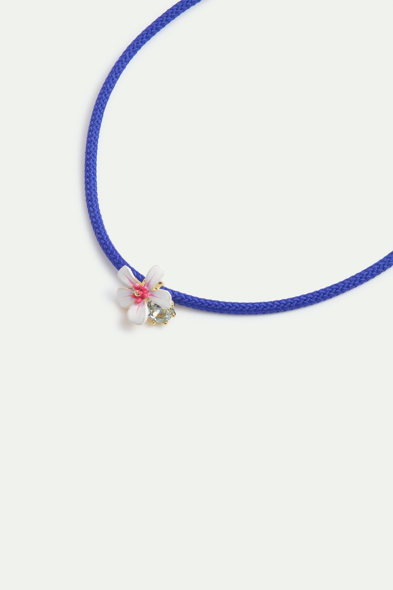 White And Pink Hawthorn Cord Bracelet With Blue Crystal | AYDF2021 - Les Nereides