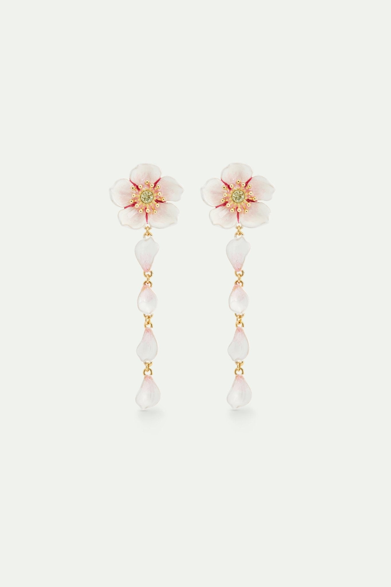 White Cherry Blossom Dangle Post Earrings | AVHA1021 - Les Nereides