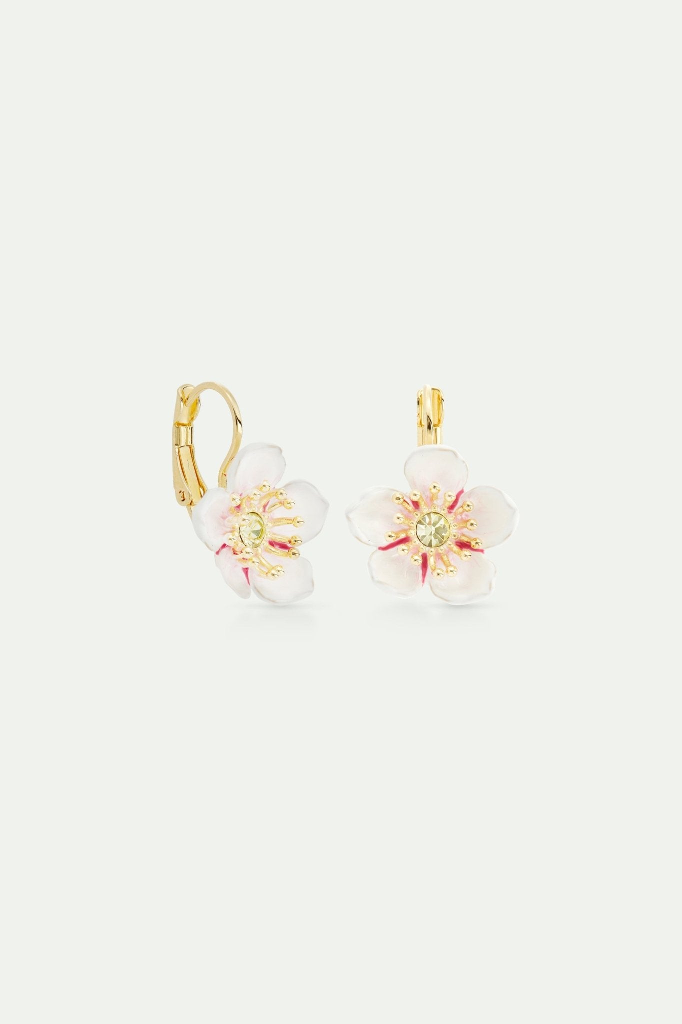 White Cherry Blossom Sleeper Earrings | AVHA1011 - Les Nereides