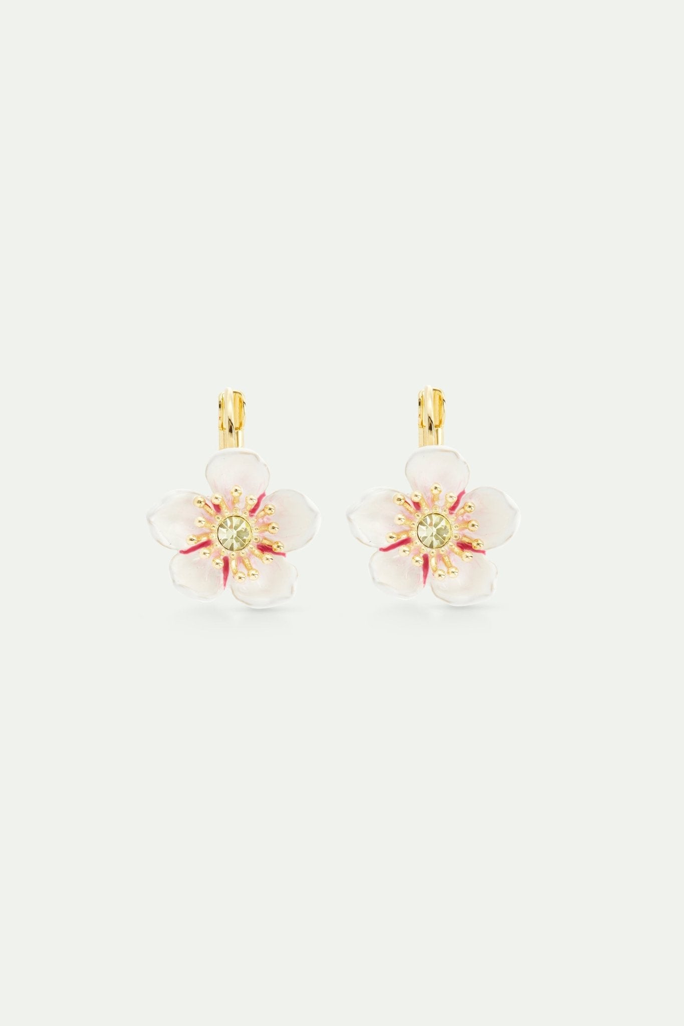 White Cherry Blossom Sleeper Earrings | AVHA1011 - Les Nereides