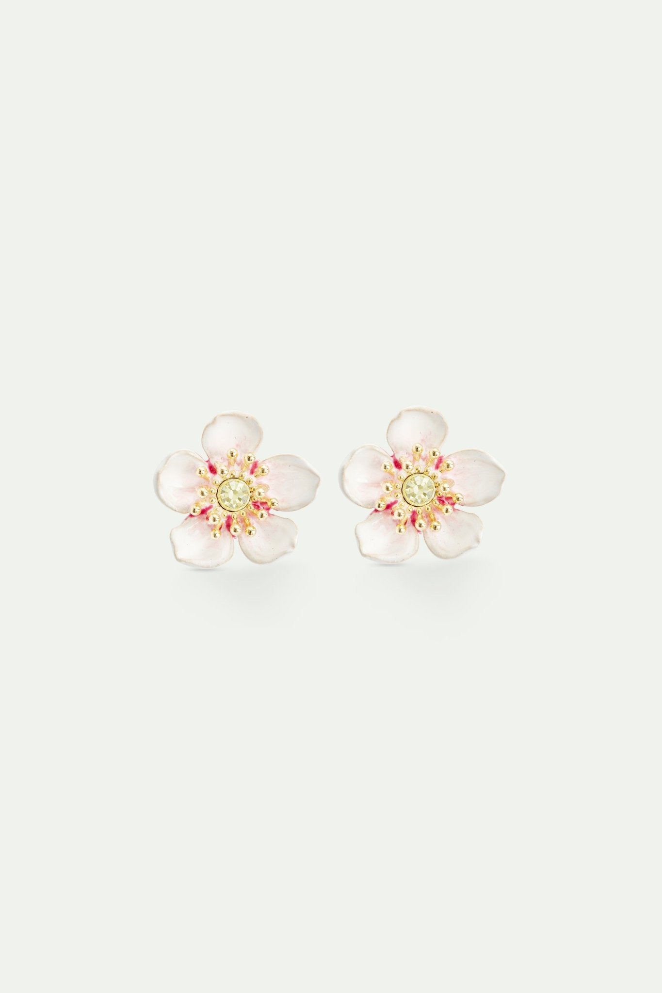 White Cherry Blossom Sleeper Earrings | AVHA1011 - Les Nereides