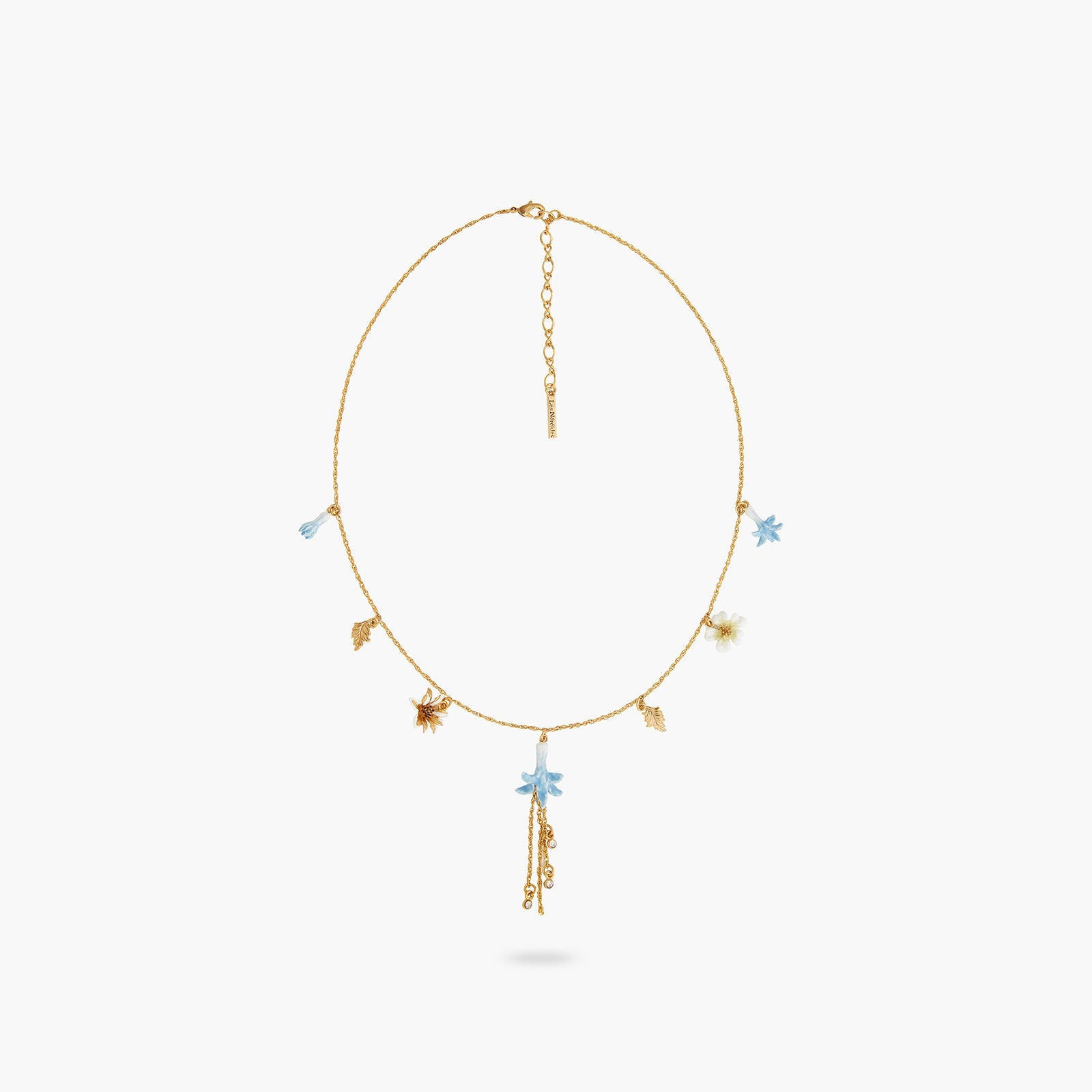 White, Gold And Blue Flower Pendant Necklace | ASTM3071 - Les Nereides