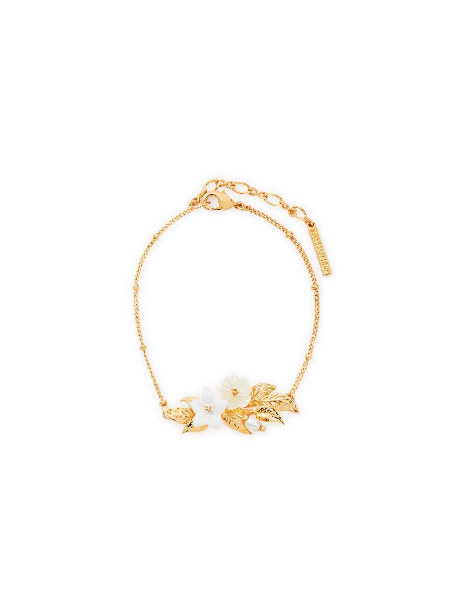 White Jasmine And Crystal Pearl Bead Fine Bracelet | AUME2041 - Les Nereides