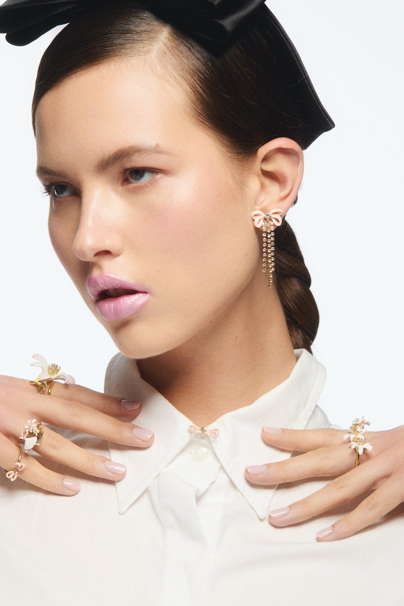 White lily flower adjustable gold - plated ring | AVOP6031 - Les Nereides