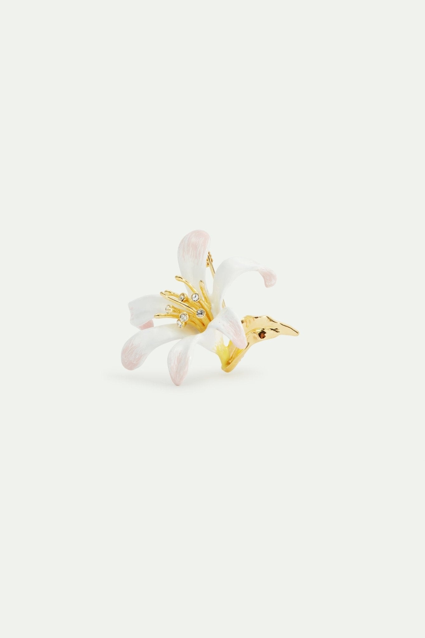 White lily flower and crystal brooch | AVOP5011 - Les Nereides