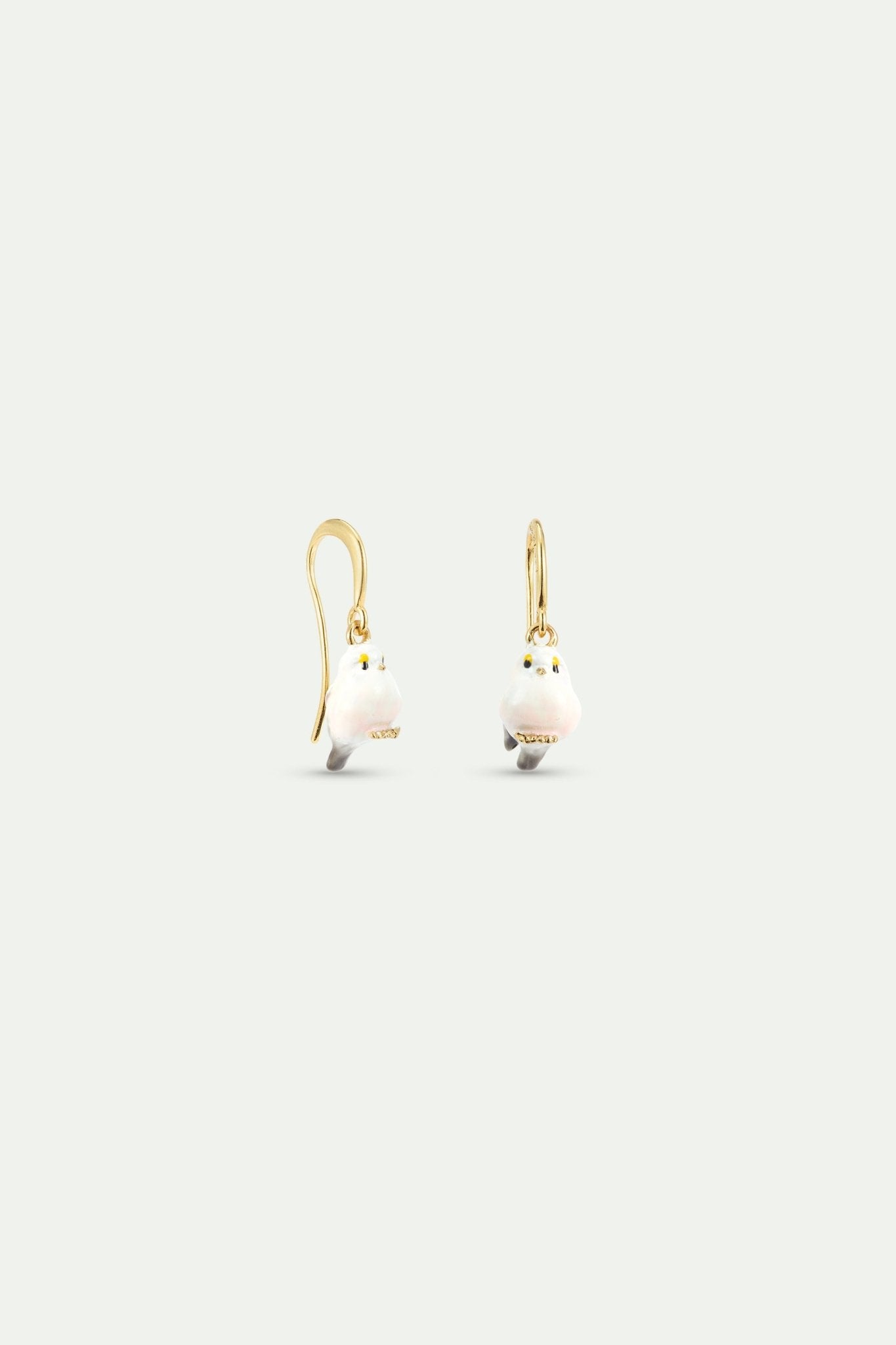White Long - Tailed Tit Hook Earrings | AXLA1071 - Les Nereides