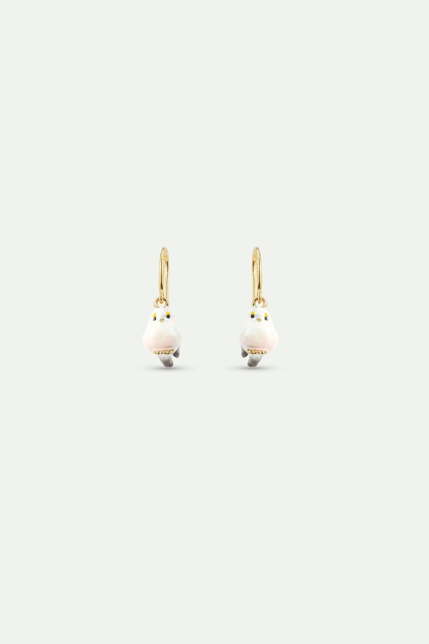 White Long - Tailed Tit Hook Earrings | AXLA1071 - Les Nereides