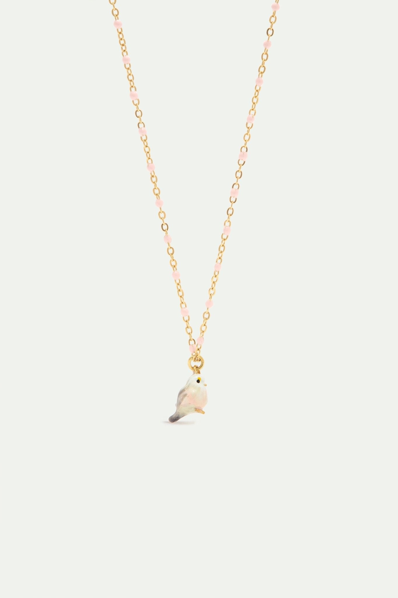 White Long - Tailed Tit Pendant Necklace | AXLA3071 - Les Nereides