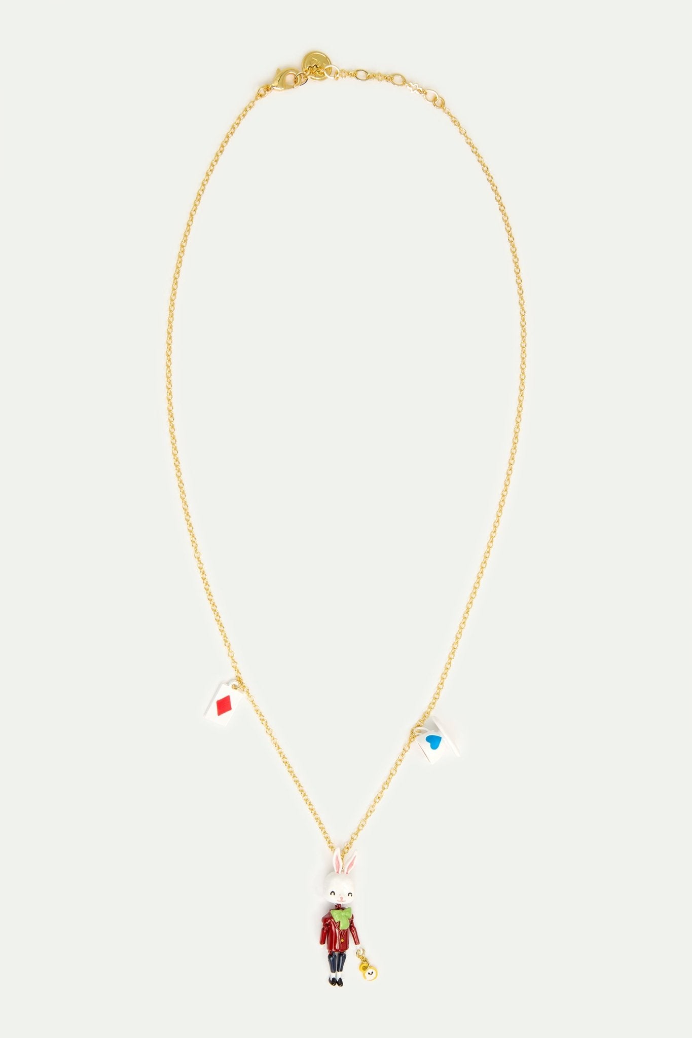 White Rabbit, tea cup and card pendant necklace | AVPO3061 - Les Nereides