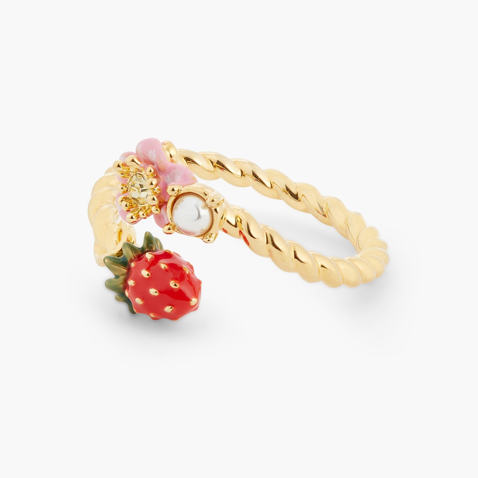 Wild Strawberry And Pink Flower Adjustable Ring | ATBG6021 - Les Nereides