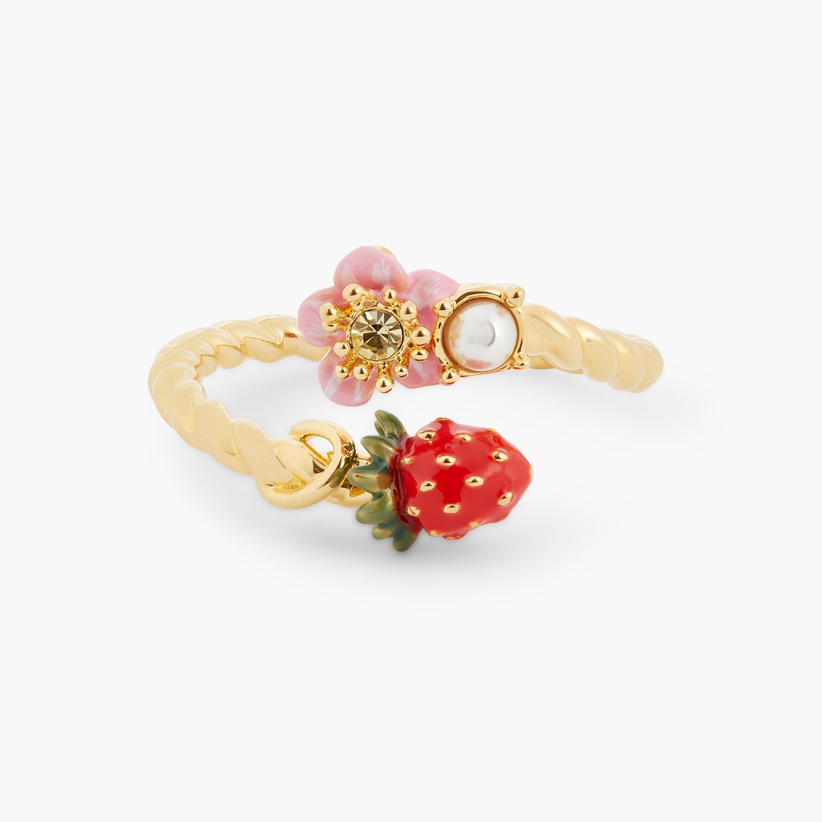 Wild Strawberry And Pink Flower Adjustable Ring | ATBG6021 - Les Nereides