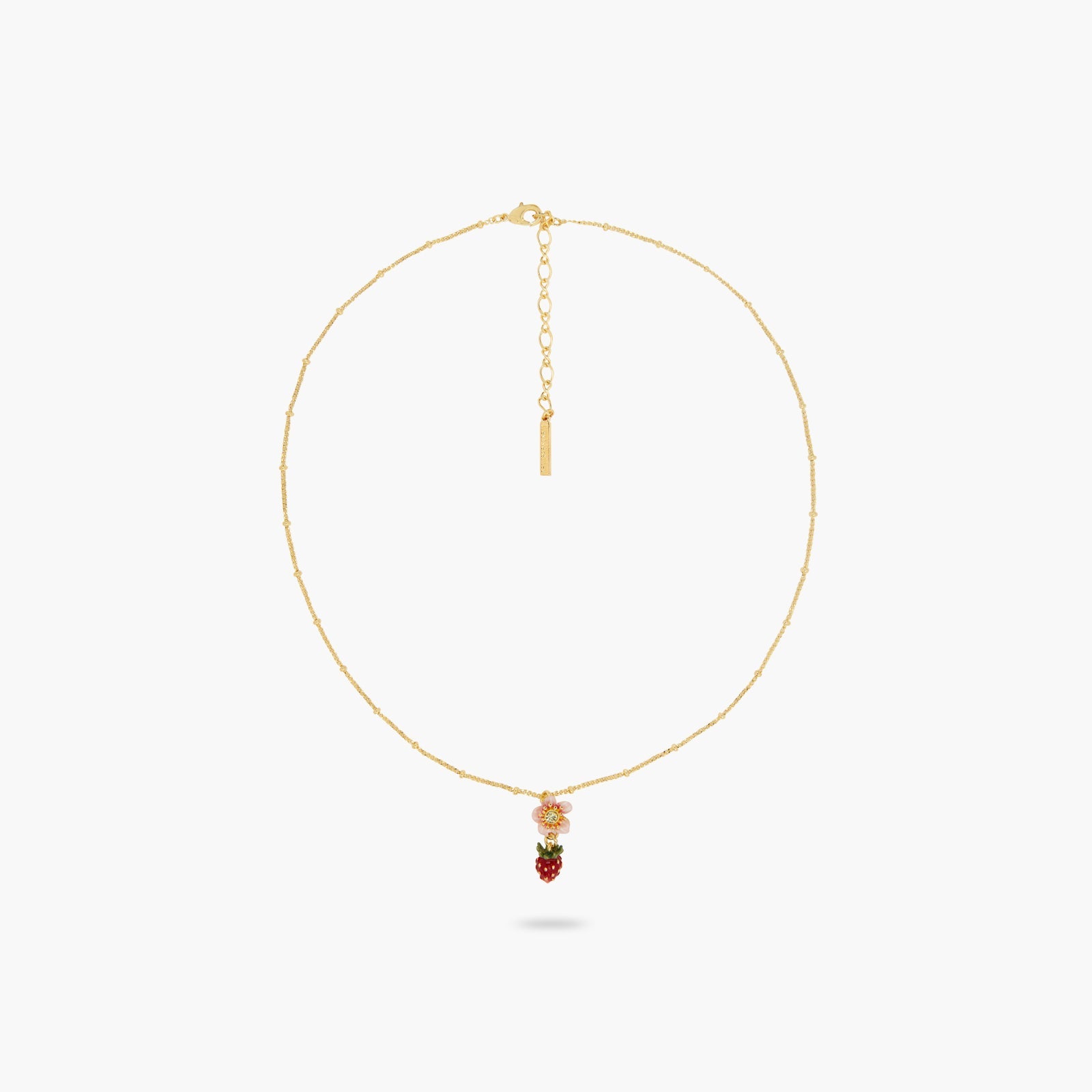 Wild Strawberry And Pink Flower Pendant Necklace | ATBG3031 - Les Nereides