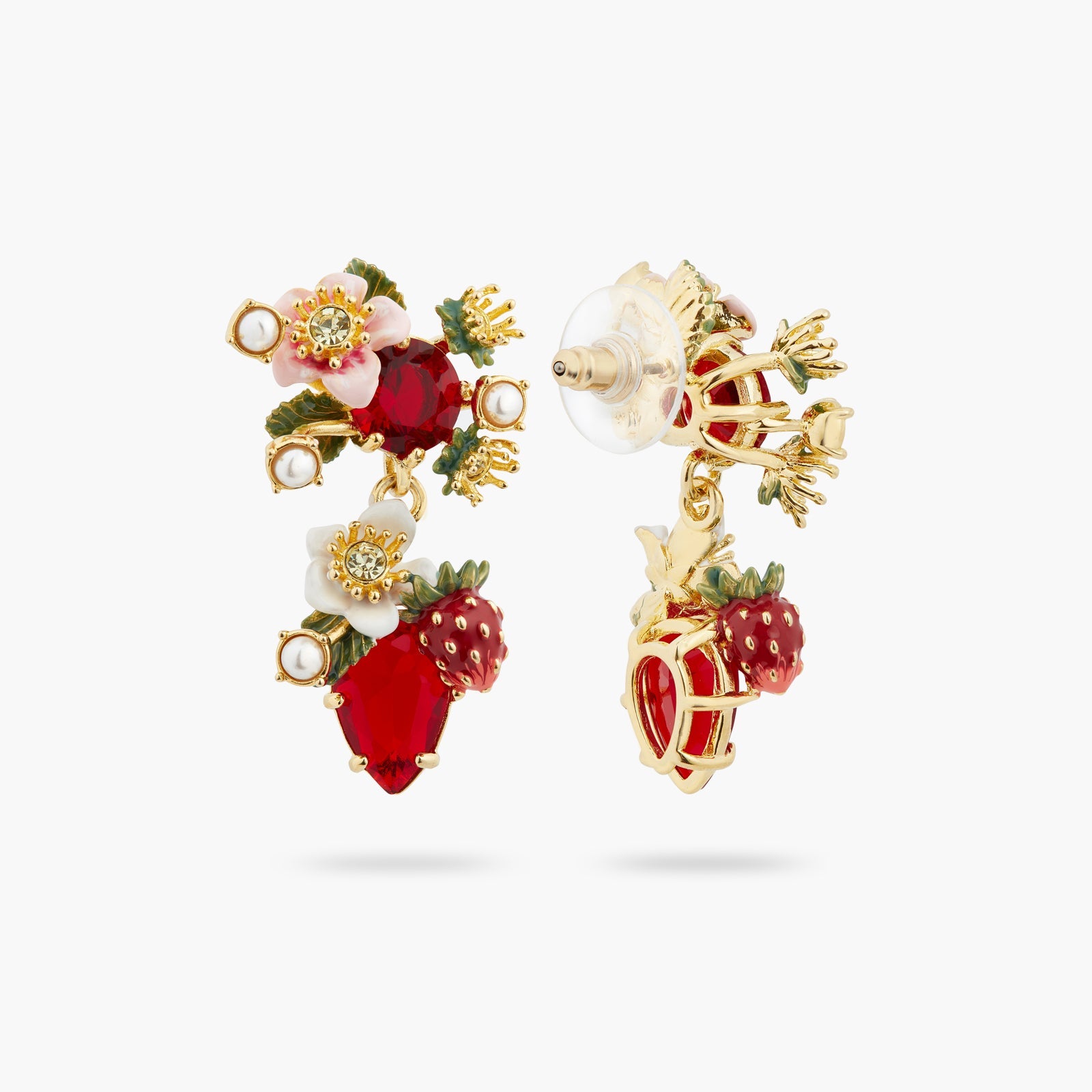 Wild Strawberry And Strawberry Flower Earrings | ATBG1011 - Les Nereides