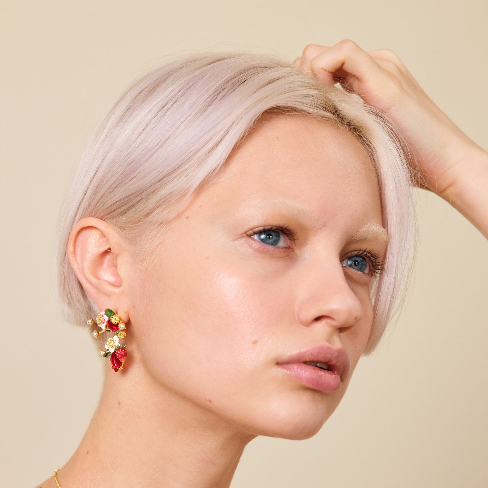 Wild Strawberry And Strawberry Flower Earrings | ATBG1011 - Les Nereides