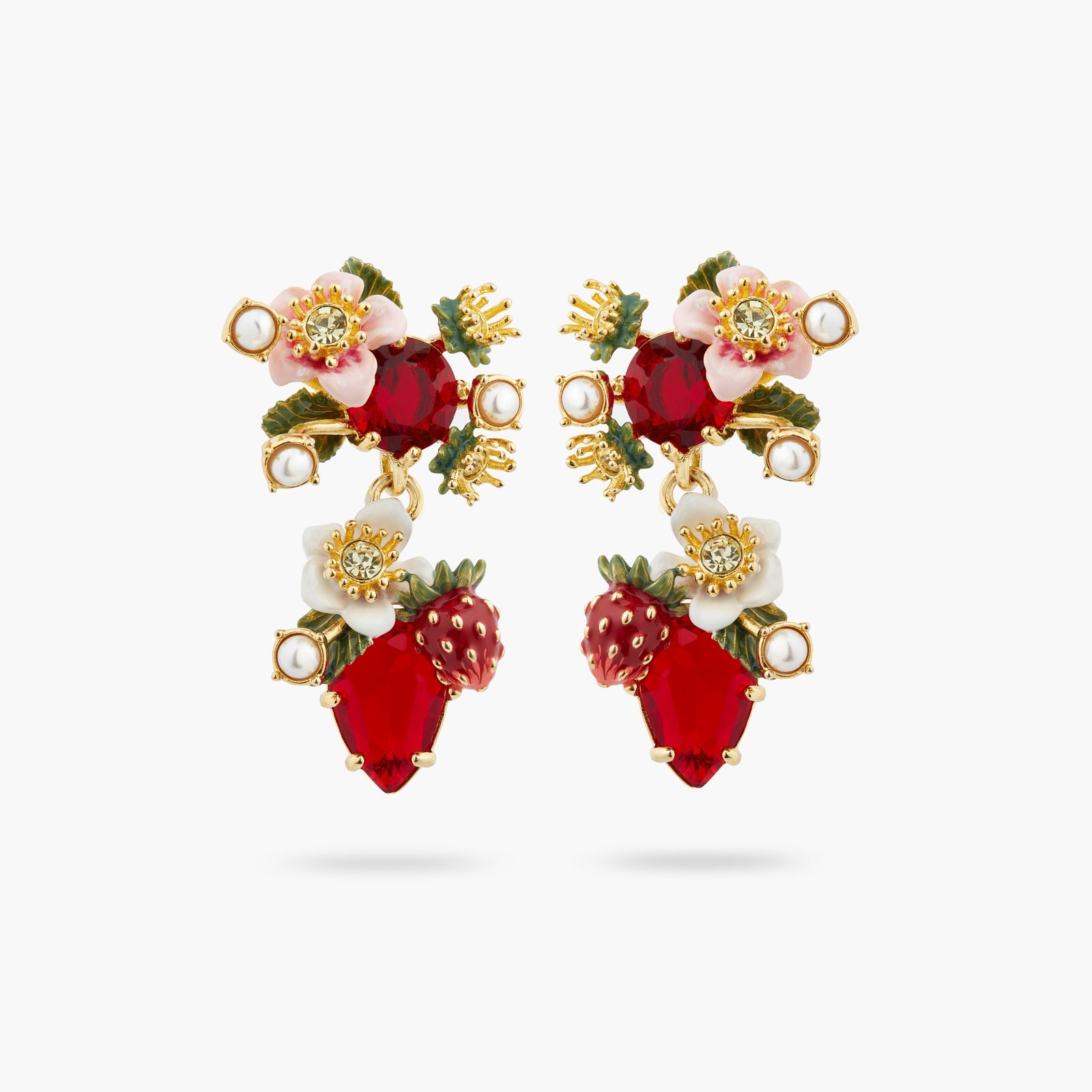 Wild Strawberry And Strawberry Flower Earrings | ATBG1011 - Les Nereides