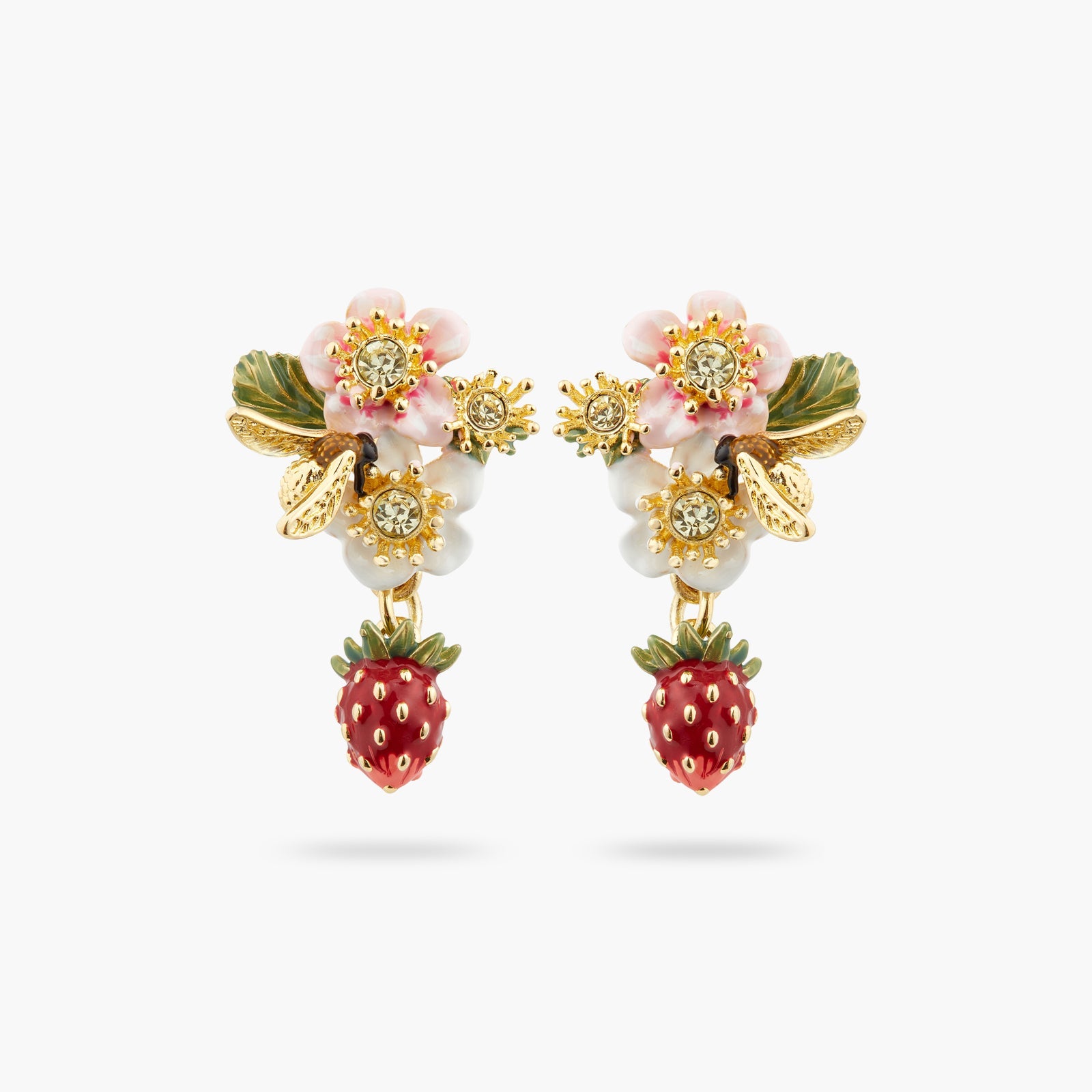 Wild Strawberry And Strawberry Flower Earrings | ATBG1021 - Les Nereides