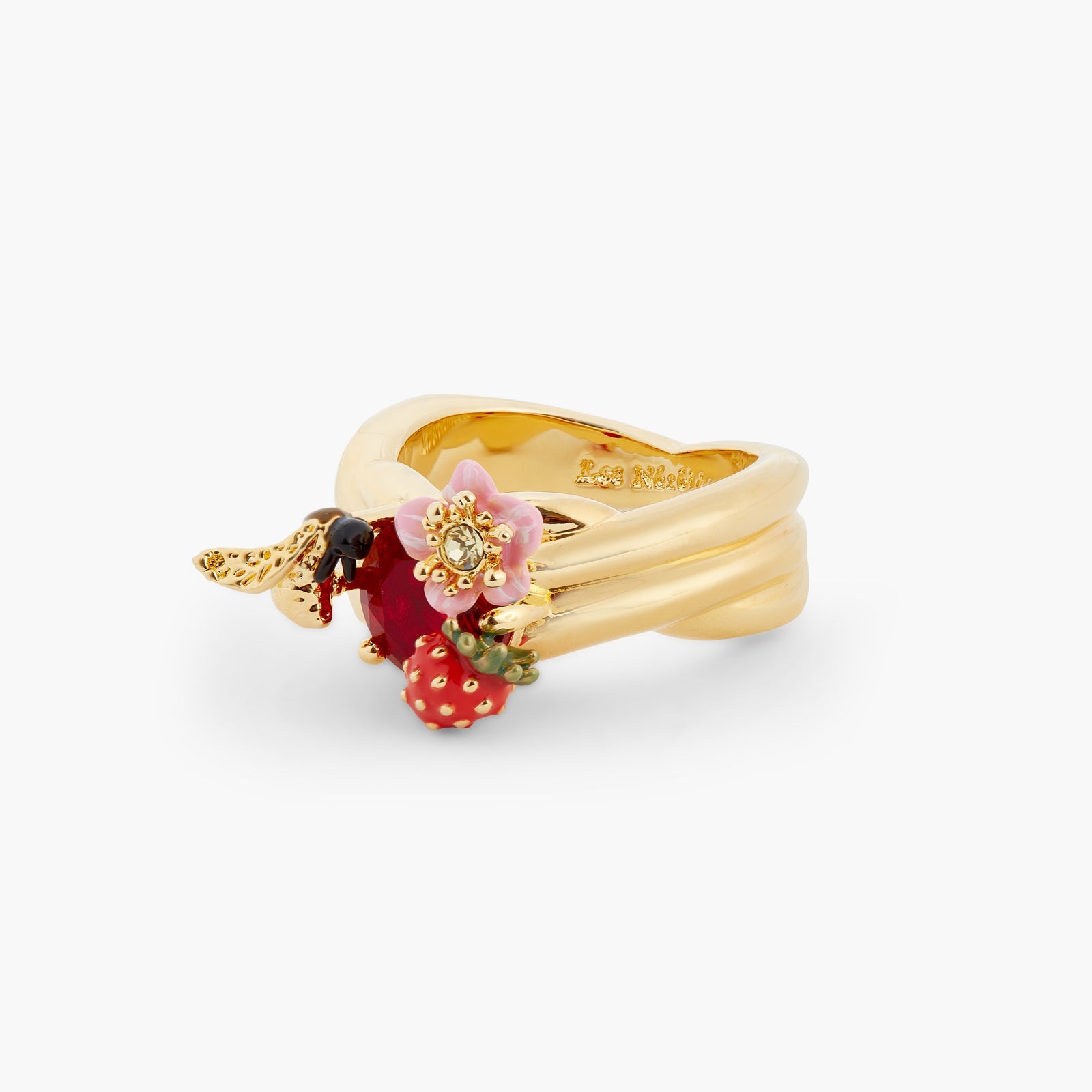Wild Strawberry, Bumblebee And Round Stone Cocktail Ring | ATBG6011 - Les Nereides