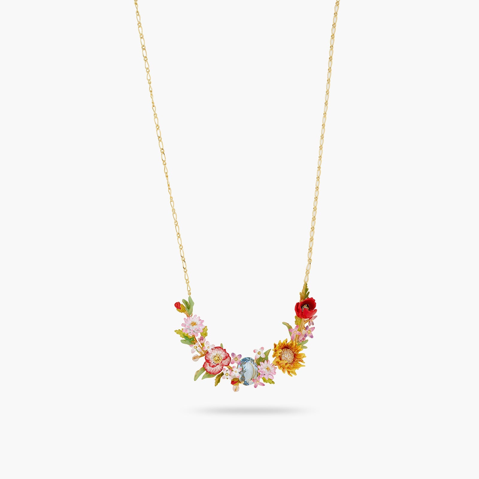Wildflower And Blue Stone Statement Necklace | ATPO3011 - Les Nereides