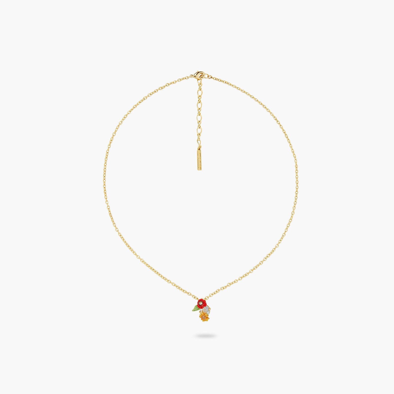 Wildflower And Round Stone Pendant Necklace | ATPO3031 - Les Nereides