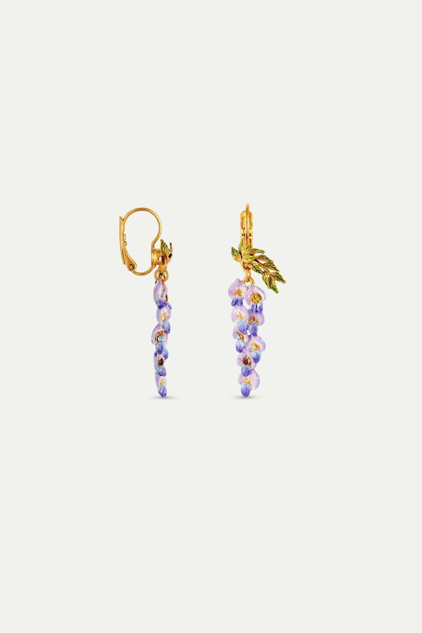 Wisteria Flower And Foliage Dangling Earrings | ANOF104C/1 - Les Nereides