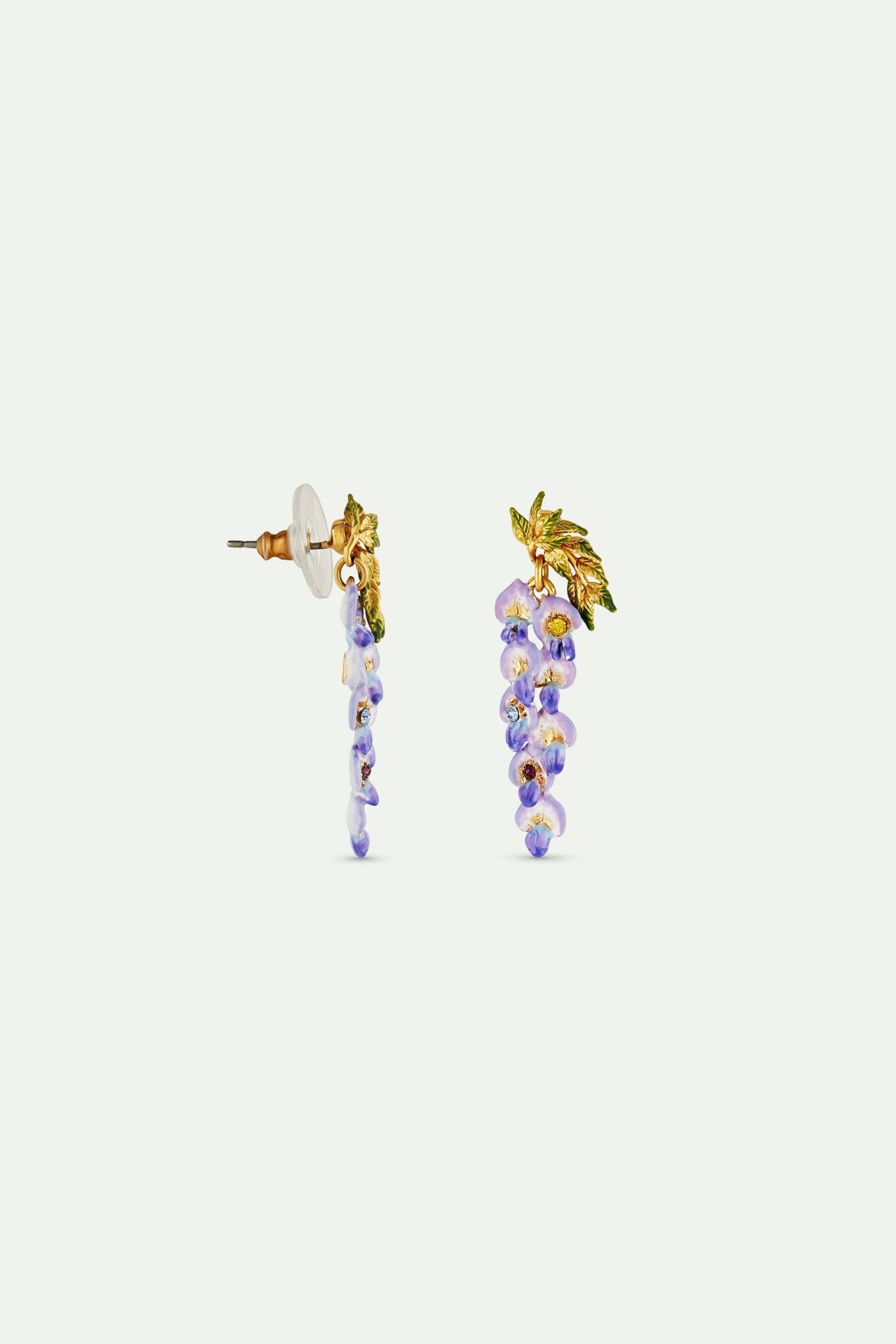 Wisteria Flower And Foliage Dangling Earrings | ANOF104C/1 - Les Nereides