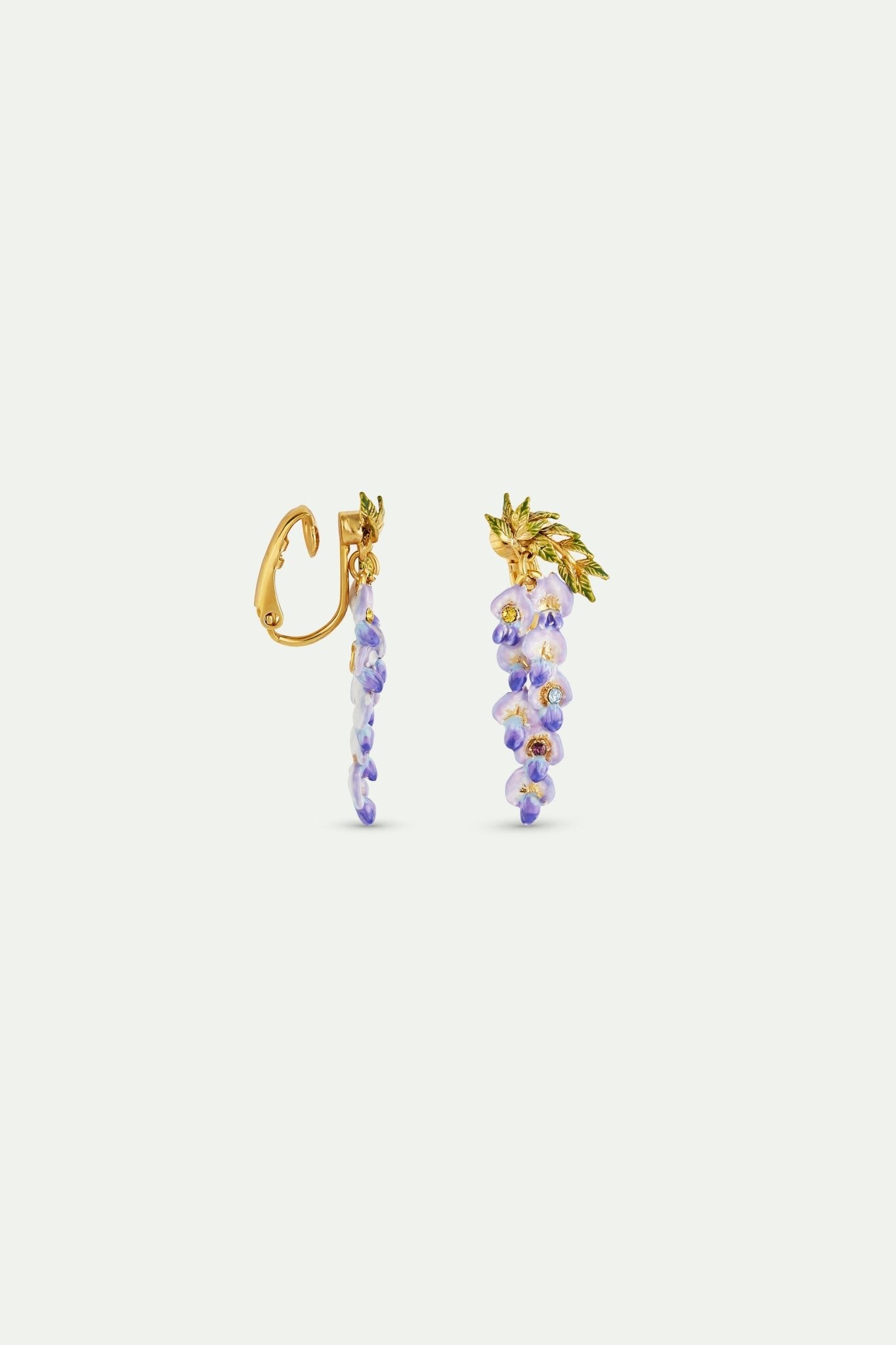Wisteria Flower And Foliage Dangling Earrings | ANOF104C/1 - Les Nereides