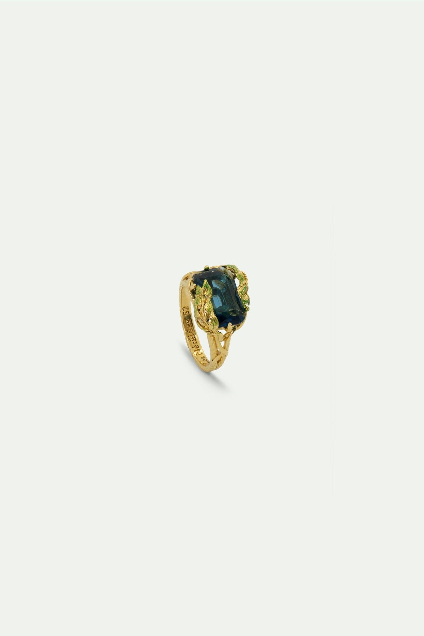 Wisteria Leaves And Faceted Crystal Cocktail Ring | AUOF6021 - Les Nereides