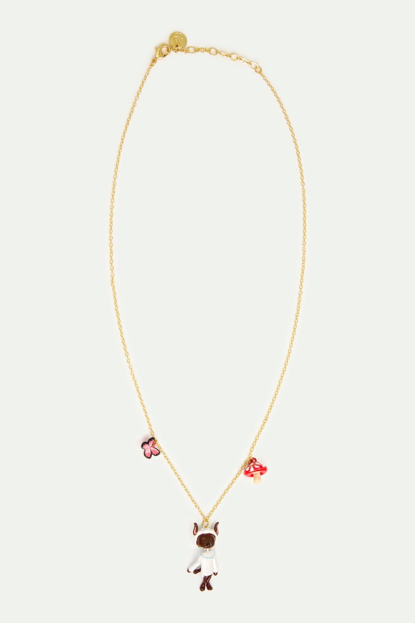 Wolf, mushroom and butterfly pendant necklace | AVPO3021 - Les Nereides