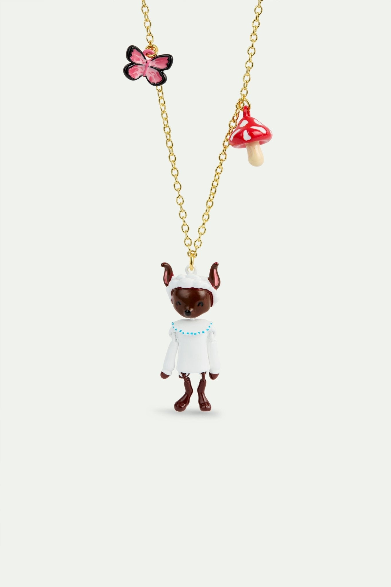 Wolf, mushroom and butterfly pendant necklace | AVPO3021 - Les Nereides