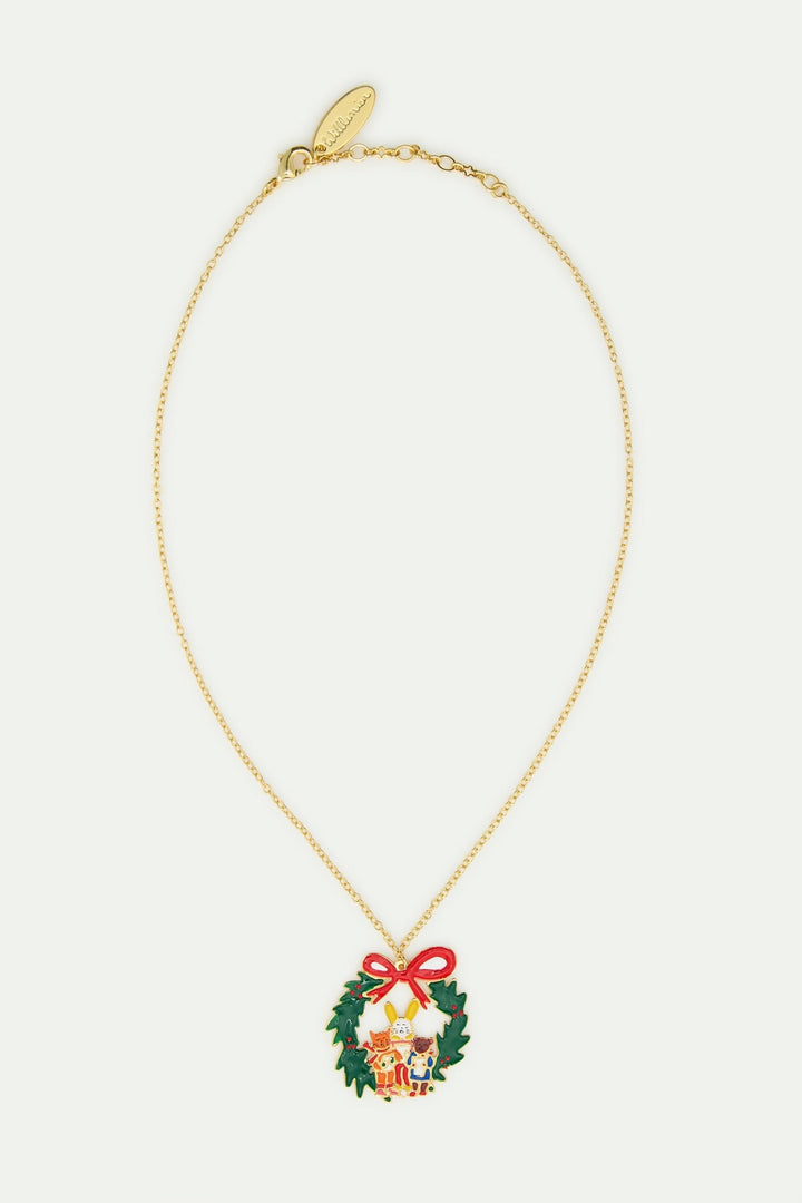 Wreath And Christmas Carols Pendant Necklace | AWWI3061 - Les Nereides