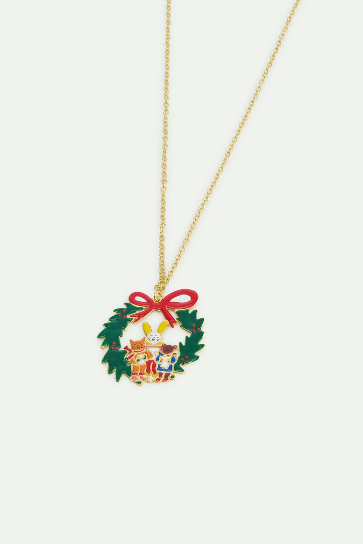 Wreath And Christmas Carols Pendant Necklace | AWWI3061 - Les Nereides