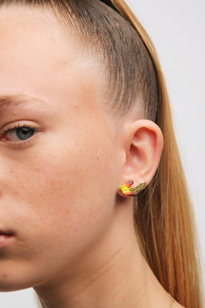 Yellow Budgie Post Earrings | AUVI1051 - Les Nereides