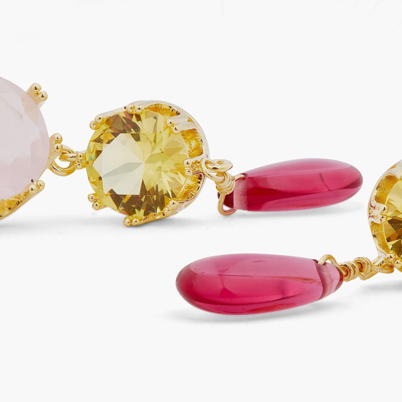 2 Round Stone And Bead Earrings | ARCL1071 - Les Nereides