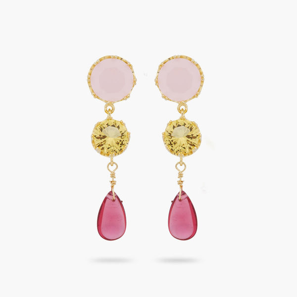 2 Round Stone And Bead Earrings | ARCL1071 - Les Nereides