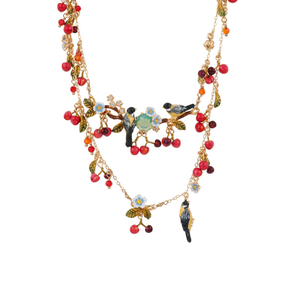 2-Row 49+5 Cm Chant Des Oiseaux Birds Among Cherries Necklace | ADCO3011 - Les Nereides