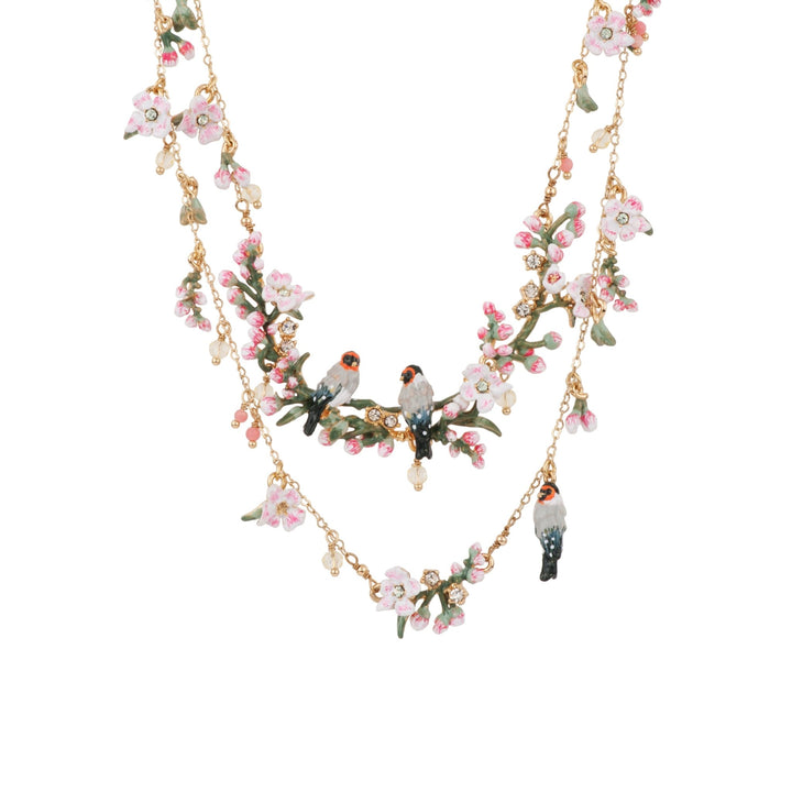 2-Row 49+5 Cm Chant Des Oiseaux Birds Among Cherry Blossoms Necklace | ADCO3061 - Les Nereides