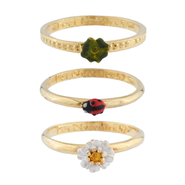 3 Bands With Ladybug, Clover And Daisy Rings | AIPR603/11 - Les Nereides