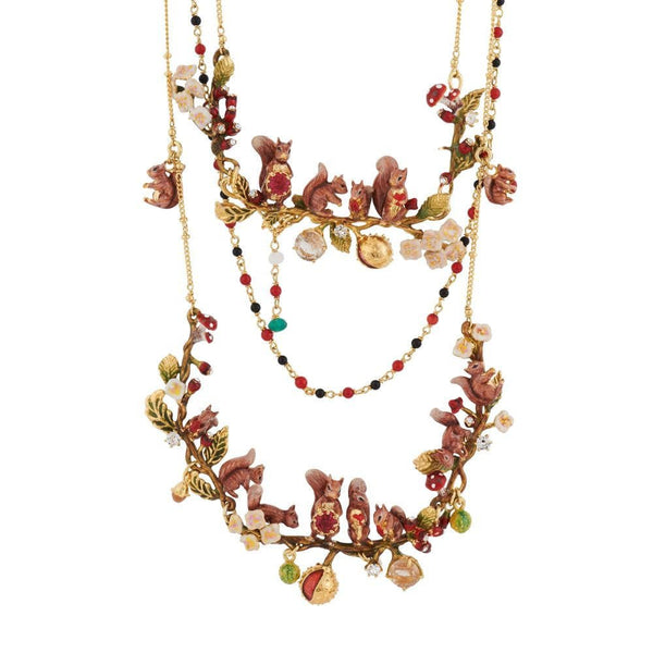 3 Row Squirrels In Autumn Forest Necklace | AGSF3111 - Les Nereides