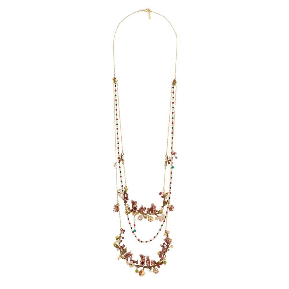 3 Row Squirrels In Autumn Forest Necklace | AGSF3111 - Les Nereides