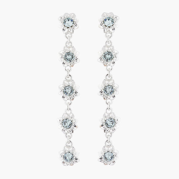5 Flowers And Faceted Transparent Crystals Dangling Earrings | AKJV105 - Les Nereides
