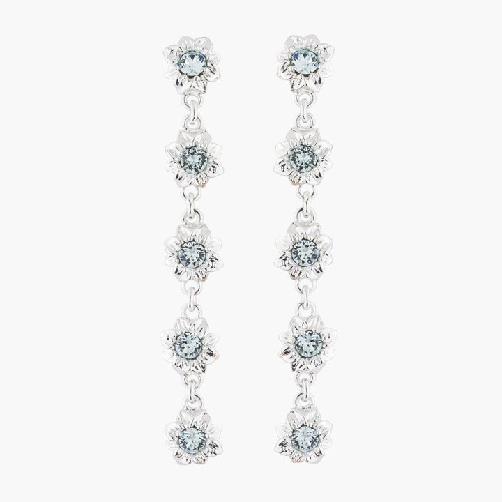 5 Flowers And Faceted Transparent Crystals Dangling Earrings | AKJV105 - Les Nereides