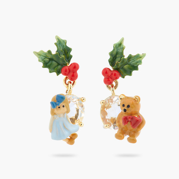 Doll And Teddy Bear Asymmetrical Earrings | ASPS1041