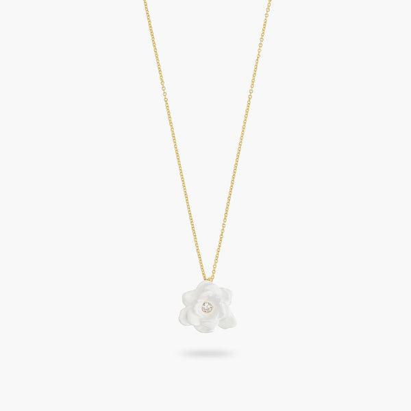 Gardenia And Cut Glass Stone Fine Necklace | ATBP3051