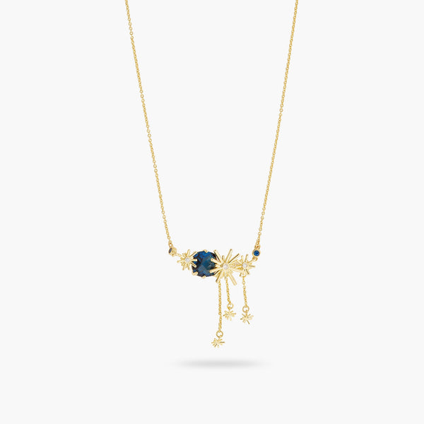 Gold Stars And Blue Stone Statement Necklace | ATET3011