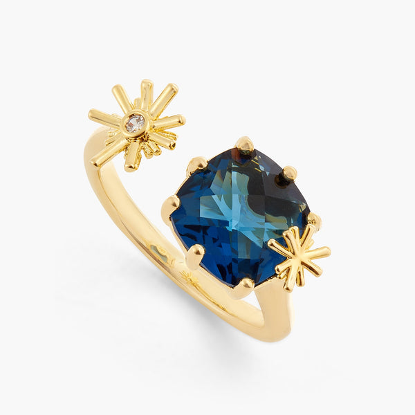 Gold Stars And Square Stone Adjustable You And Me Ring  | ATET6011