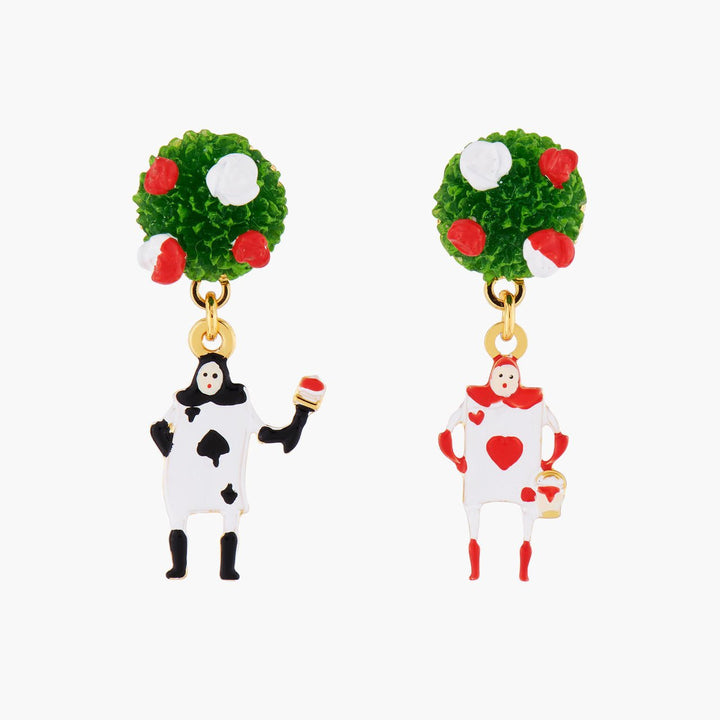 Ace Of Spades And Ace Of Heart Card Soldiers Asymmetrical Earrings | AMAL1091 - Les Nereides